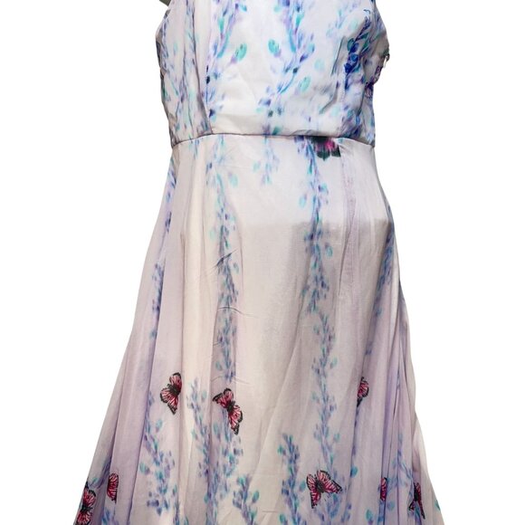 Toleen One-Shoulder Maxi Dress Floral & Butterfly Print Medium Light Pink Purple - Picture 3 of 12